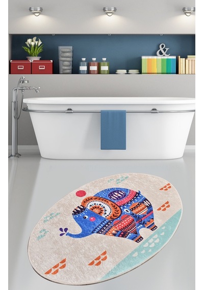 Etnik Fil Kare Djt 80X120 Cm Banyo Halısı, Pasas