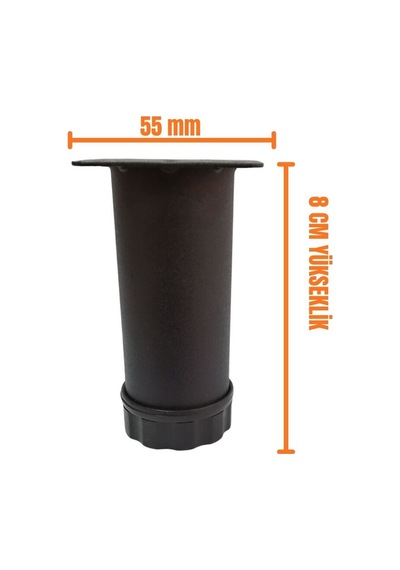 Tablalı Metal Baza Kanepe Dolap Tezgah Mobilya Baza Ayağı Siyah 8 Cm 4 Adet Siyah Diğer