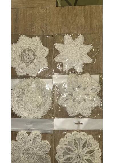 6'lı Dantel Kahve Sunumluğu 15x15 Cm Asorti Desenli Şık Kahve Sunum Seti Diğer