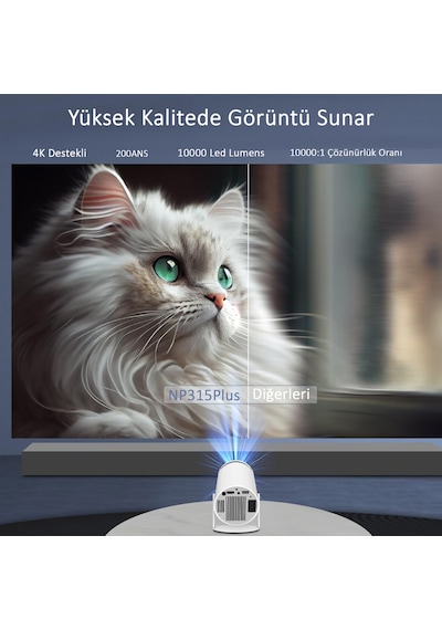 Npo NP315Plus 4K Android11 BT 5.0 200 Ansı Lümen Taşınabilir Akıllı Led Projeksiyon