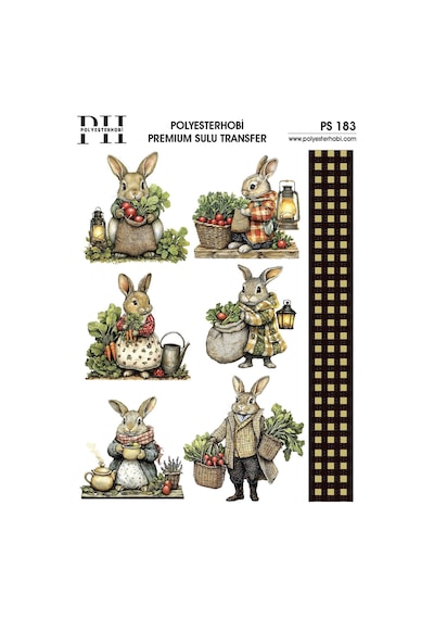 Polyesterhobi Premium Sulu Transfer 25x35 Cm Tavşan Desenli Ps 183