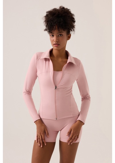 Los Ojos X Ece Pembe Fermuarlı Spor Ceket Collared Pembe