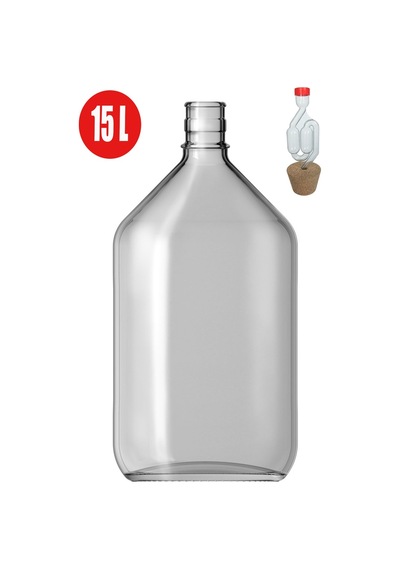 15 Litre Cam Damacana Mantar Kapaklı Hava Kilitli Set