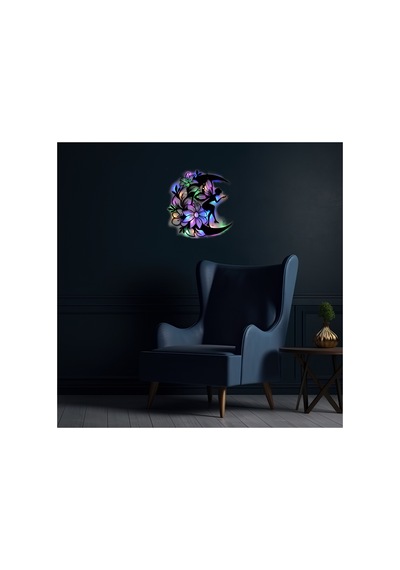Led Işıklı Ahşap Çiçekli Aydaki Peri Figürlü Tablo Duvar Dekorlu Gece Lambası Çok Renkli - 737231148 Çok Renkli