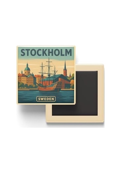 Stockholm İsveç - Vasa Müzesi - Baskılı Buzdolap Magneti Kare 9x9 Cm