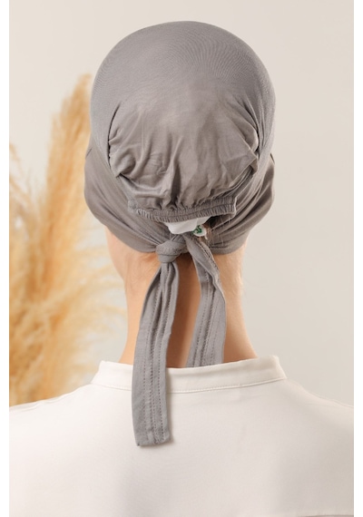Melodi Scarf Sihirli Yapışkanlı Kaymayan Bone Koyu Gri Antrasit Koyu Gri