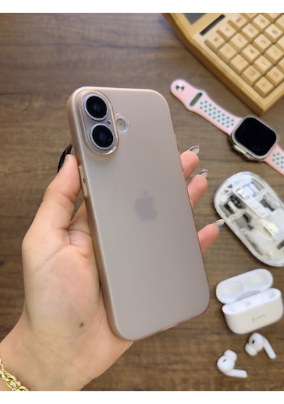 Apple iPhone 17 Uyumlu Süper İnce Mat Ultra Thin Silikon Kılıf Çöl