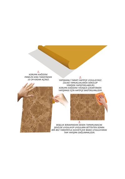 Tink Kendinden Yapışkanlı Açık Kahve Mermer Desenli Pvc Panel 41x62 Cm