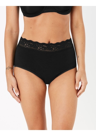 Marks & Spencer 5'li Dantel Detaylı Full Brief Külot Seti T61005022F Siyah