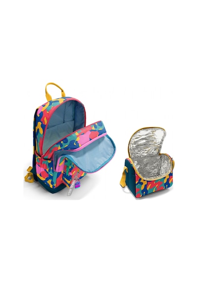 Coral High Renkli Kamuflaj Desenli Unisex Okul Sırt Ve Beslenme Çantası Seti - Setygn33232b Çok Renkli