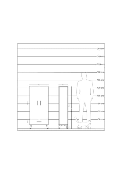 Arges Dolap 3 Raflı Tek Çekmeceli 2 Kapaklı 60x30x134 Çam-çam Çam