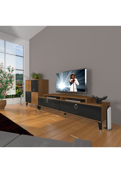 Decoraktiv Ekoflex On Mdf Gold Tv Ünitesi Tv Sehpası Ceviz - Siyah
