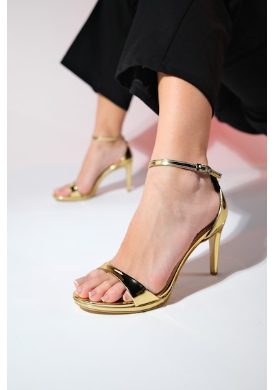 Luvishoes Bern Altın Ayna Kadın Platform Topuklu Abiye Ayakkabı
