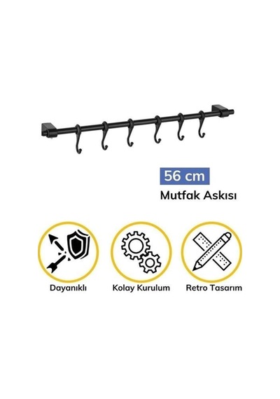 Duvara Monte Edilen 6 Kancalı Dekor Kaşıklık Ve Kupa Askısı Belirtilmemiş Siyah Cn Diğer