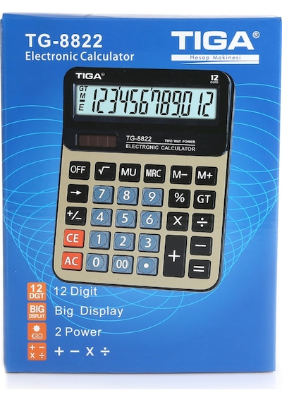 Tiga Tg-8822 Ofis Hesap Makinesi Büyük Boy Metal Yüzey