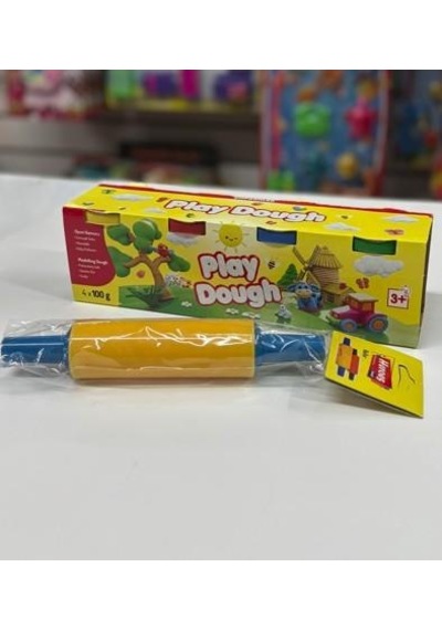 4'lü Çok Renkli Oyun Hamuru Ve Merdanesi Oyun Seti Çok Renkli