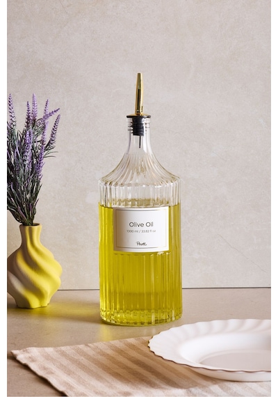 Perotti Viking 1000 Ml Cam Şişe Ve Yağlık Kapaklı Çift Kapaklı Gold