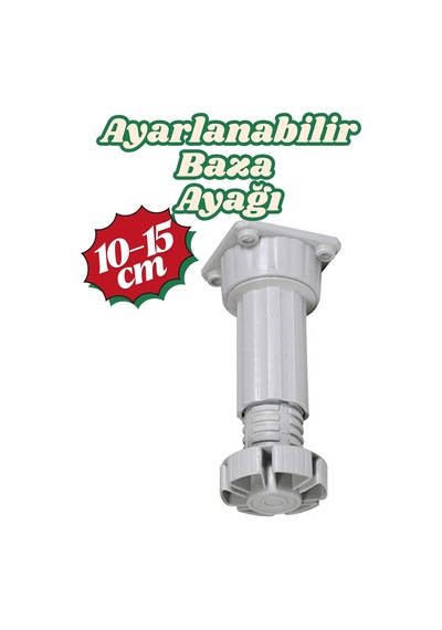 10 Adet Ayarlanabilir Mobilya Ayağı 10 Cm 15 Cm - Kanepe Dolap Mutfak Tezgah Yükseltici Gri Ayak - Baza Ayağı Gri Gri