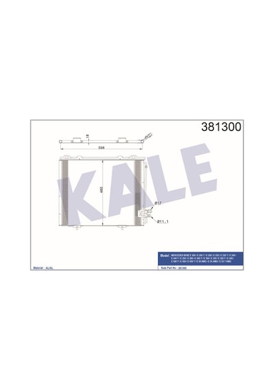 KALE OTO Radyatör 381300 Klima Radyatörü Mercedes W210 E200 95- 570X478X20