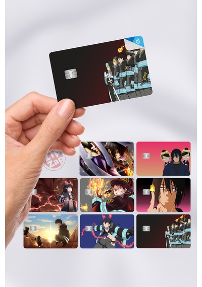 Fire Force Enen No Shouboutai Kart Kaplama Sticker 8 Adet Çok Renkli