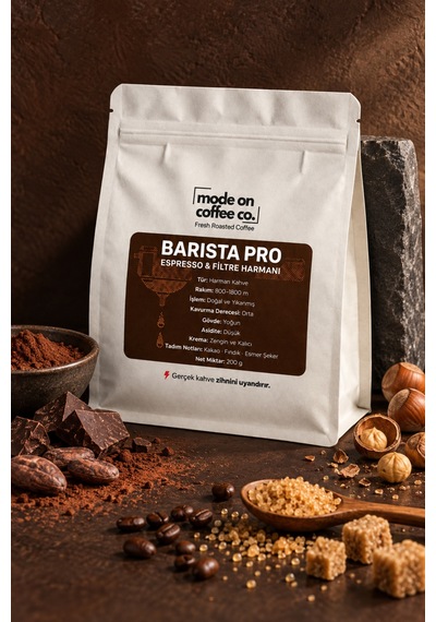 Barista Pro Filtre Ve Espresso Harmanı 200 Gr Natural Ve Yıkanmış Medium Kavrum - Espresso Makinesi İçin Öğütülmüş