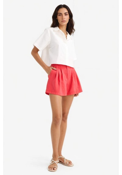 Defacto Regular Fit Poplin Kısa Kollu Beyaz Gömlek F8580ax25smwt34 Beyaz
