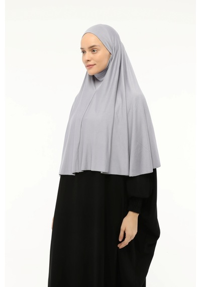 Altobeh Hazır Türban Peçeli Pratik Eşarp Tesettür Nikaplı Hijab - Namaz Örtüsü Sufle 3xl - Gri Gri
