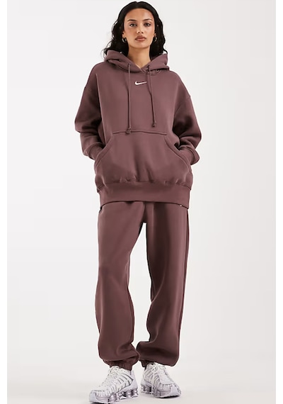 Nike Mini Swoosh Oversized Hoodie Purple Hoodie Bol Kesim Kapüşonlu Sweatshirt Mor