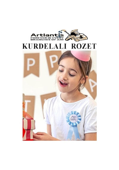 Ben Okuyorum Kurdelalı Rozet 2 Adet Mavi Beyaz Yaka Rozeti Çocuk Bayram Etkinlik 15 Cm