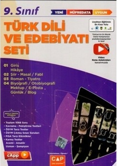 Çap Yayınları 9. Sınıf Türk Dili ve Edebiyatı Anadolu Seti - 202