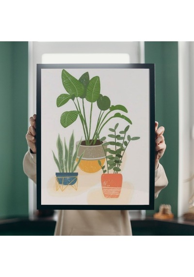 Minimalist Çizim Temalı Güneşin Yaprakları Tasarımlı Poster - Çerçevesiz
