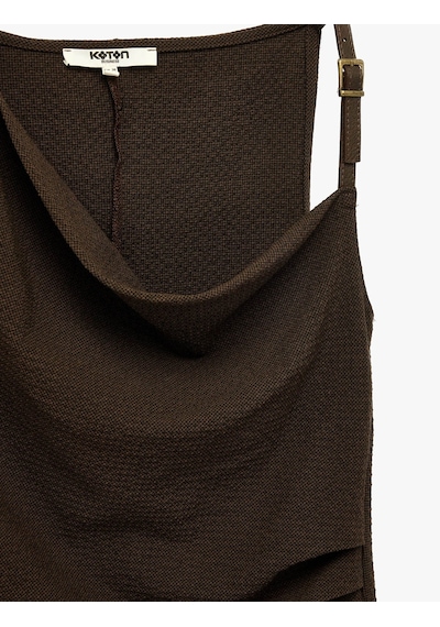 Koton Aksesuarlı Drape Detaylı Kahverengi Kadın Bluz 7wak60034uw