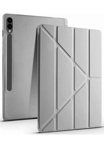Samsung Galaxy X610 Tab S9 Fe Plus 12.4 Kılıf Kalemlikli Mars Tablet Kılıfı - Koyu Gri Arka Kapak