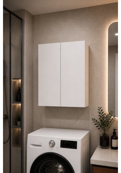 3 Raflı Çok Amaçlı Banyo Dolabı Mat Beyaz Mdf Lam 69x55x25 Cm Yavaşlatıcılı Kapaklı Duvar Dolabı 3 Raflı Çok Amaçlı Banyo Dolabı Mat Beyaz Mdf Lam 69x55x25 Cm Yavaşlatıcılı Kapaklı Duvar Dolabı