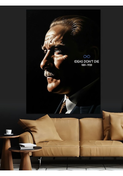 Ahşap Tablo Atatürk Profil Karanlık Portre