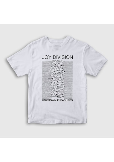 Presmono Unisex Çocuk Unknown Pleasures Joy Division T-shirt Beyaz