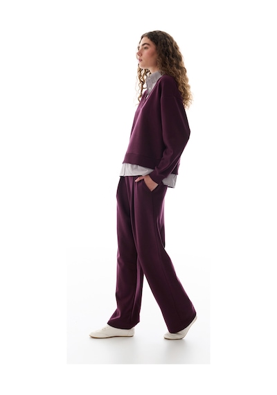 Penti Bordo Gömlek Katmanlı Polo Yaka Sweatshirt