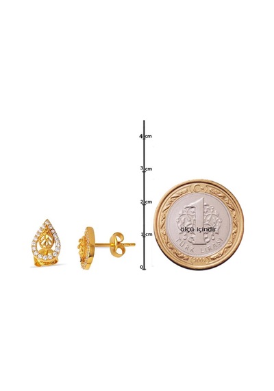 Bilezikci Damla Kolye + Küpeli 14 Ayar Altın Mini Set Kmk002
