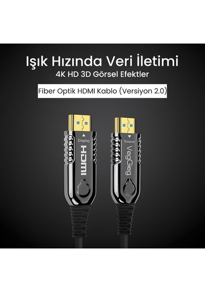 4k 60hz 18gbps Hdr Arc Hdcp Fiber Optik Hdmı 2.0 Kablo 70 Metre