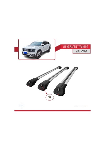 Volkswagen Teramont 2018 Ve Sonrası İle Uyumlu Ace-1 Ara Atkı Tavan Barı Gri 3 Adet Bar