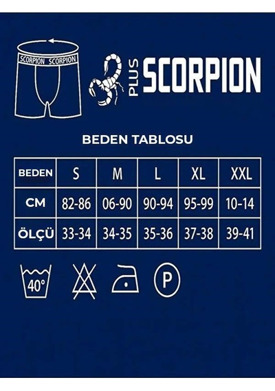 Plus Scorpion Erkek 6 Lı Boxer Seti Siyah Renk Esnek Bel Lastikli Modal Siyah