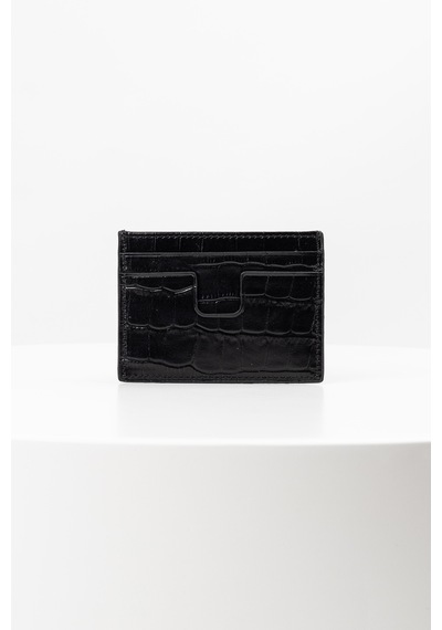 Bayderi Owpi Kroko Deri Minimal Unisex Kartlık Siyah