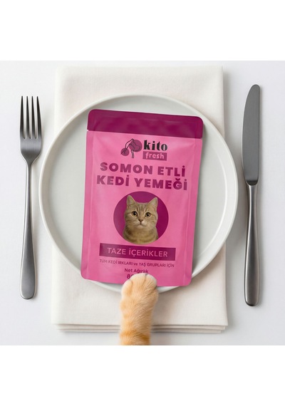 Kito Fresh Somonlu Kedi Yemeği %100 Taze İçerikli Mama 80 G X 8 Adet