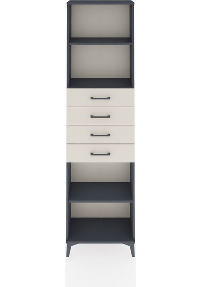 Arges Dolap 3 Raflı 4 Çekmeceli 60x30x221 Antrasit-aytaşı Antrasit