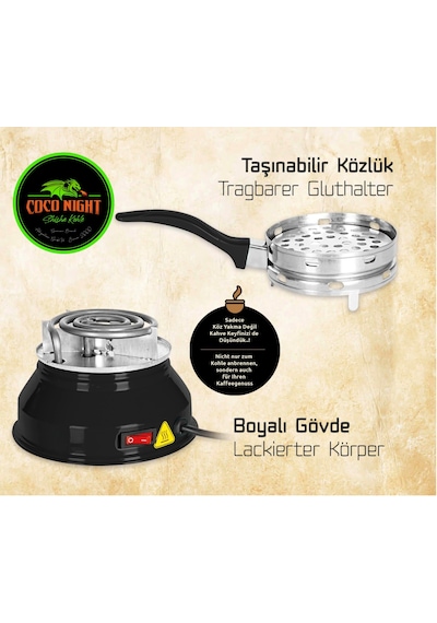 Coco Night Elektrikli Köz Ocağı, Nargile Kömürü Köz Yapma, Köz Matik, Közlük Coco Night Elektrikli Köz Ocağı, Nargile Kömürü Köz Yapma, Köz Matik, Közlük