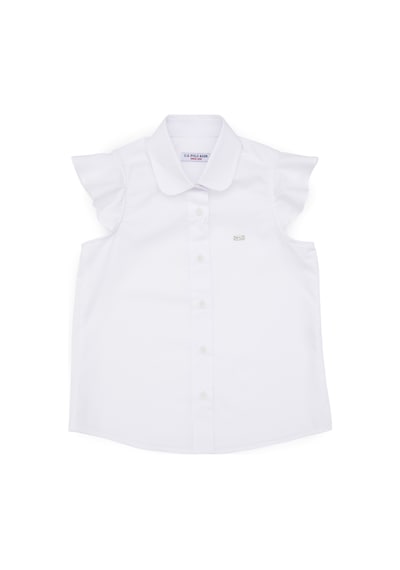 U.S. Polo Assn. Kız Çocuk Beyaz Fırfır Kol Detaylı Pamuk Gömlek 50306617-VR013