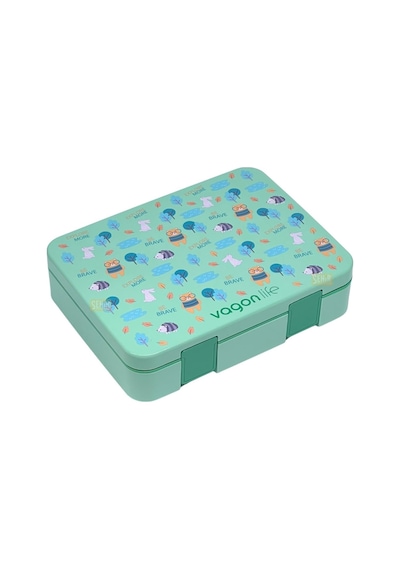 Bento 1300ml Lunchbox Tek Katlı 4 Bölmeli Abs Plastik Çocuk Sefer Tası Yemek Kutusu Yeşil Çok Renkli