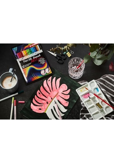 Ayrex Pen 68 Brush Arty - Premium Keçeli Kalem - 12'li Paket - Çeşitli Renkler