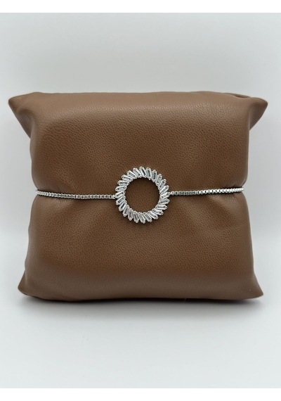 Arnes Jewelry Zirkon Taşlı Asansörlü Bileklik Gümüş