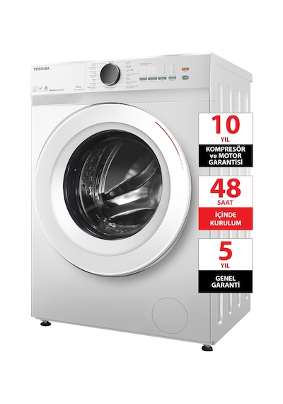 Toshiba TW-T21BU90UWTR WW 8 KG 1400 Devir Çamaşır Makinesi Beyaz